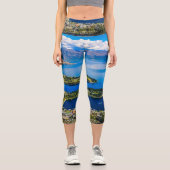 ニュージーランド、ボブのピークからクイーンズタウンを表示 カプリレギンス (正面)