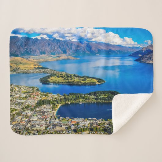 ニュージーランド、ボブのピークからクイーンズタウンを表示 シェルパブランケット (正面(横))