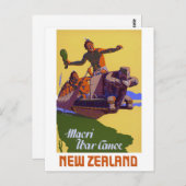 ニュージーランド ヴィンテージ トラベル ポスター 修復済み ポストカード (正面/裏面)