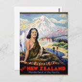 ニュージーランド ヴィンテージ トラベル ポスター 修復済み ポストカード (正面/裏面)