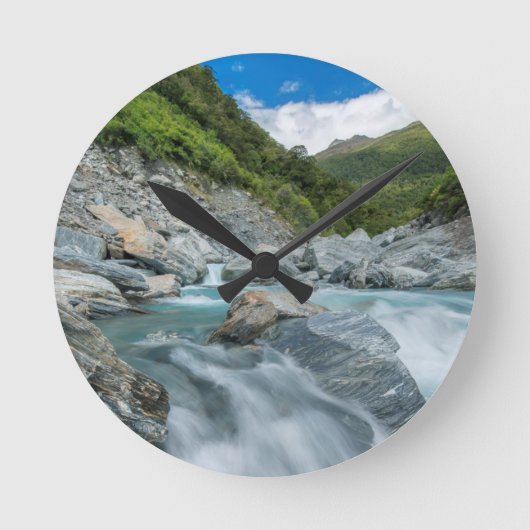 ニュージーランド、南島、志望山 ラウンド壁時計 (正面)