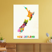 ニュージーランド、水彩マップ キャンバスプリント (インサイチュ (リビング))