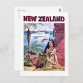 ニュージーランド、海岸の先住民の女性 ポストカード (正面/裏面)