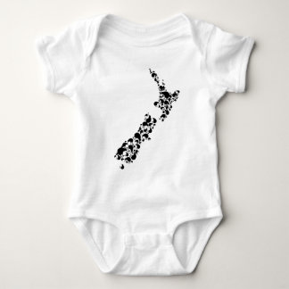 ニュージーランド – kiwisがいっぱい – ブラック ベビーボディスーツ