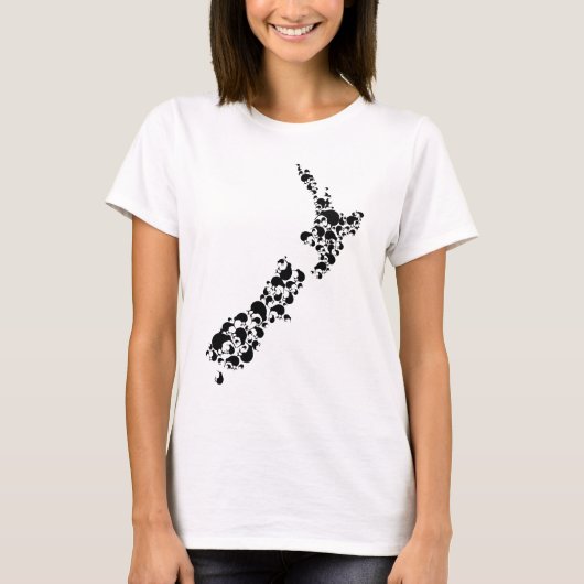ニュージーランド – kiwisがいっぱい – ブラック tシャツ (正面)