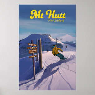 ニュージーランド Mt Hutt スノーボード旅行ポスター ポスター