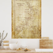 ニュージーランドc1879アーカイブプリントのヴィンテージ地図 ポスター (キッチン)