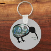 ニュージーランドKIWIバードパウアブラックグリーンファーンコル キーホルダー (正面)