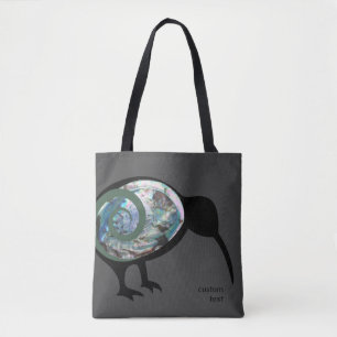 ニュージーランドKIWIバードパウアブラックグリーンファーンコル トートバッグ