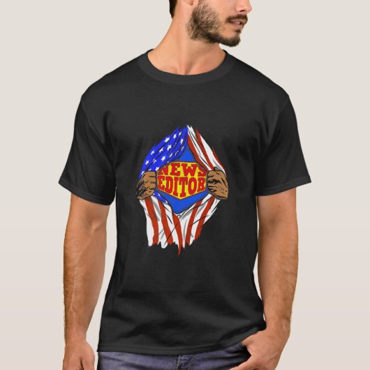 ニュースすごい編集者のヒーローの仕事 Tシャツ (正面)
