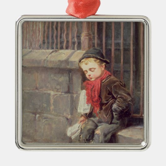 ニュースの男の子 メタルオーナメント (正面)