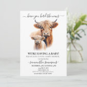 ニュースを集めよう高地の牛の赤ちゃんシャワー 招待状 (スタンド正面)