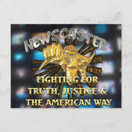 ニュースキャスター・スーパーヒーロー ポストカード (正面)