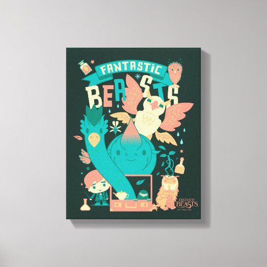 ニュースキャマンダーの漫画の幻想的な獣 キャンバスプリント (正面)