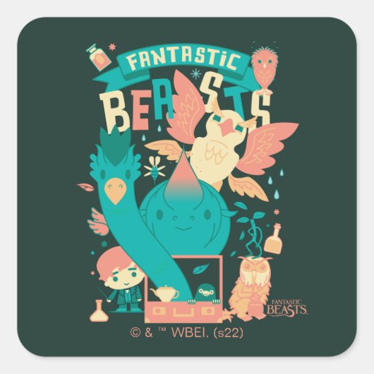 ニュースキャマンダーの漫画の幻想的な獣 スクエアシール (正面)