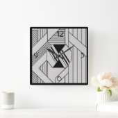 ニュースタイル アートデコ スクエア壁時計 (ホーム)