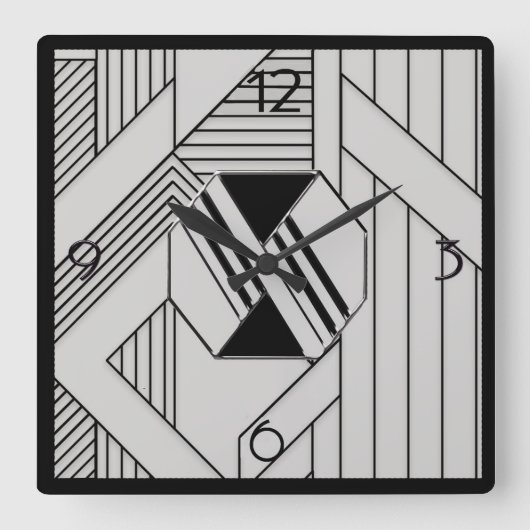 ニュースタイル アートデコ スクエア壁時計 (正面)