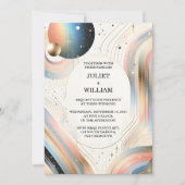 ニュースターズグラムブライトパステルグラデーショングリッター結婚ズ 招待状 (正面)
