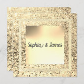 ニュースパーエレガントクル結婚式招待状金ゴールドセピア 招待状 (正面/裏面)