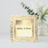 ニュースパーエレガントクル結婚式招待状金ゴールドセピア 招待状 (スタンド正面)