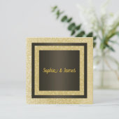 ニュースパーエレガントクル結婚式招待状金ゴールドブラック 招待状 (スタンド正面)