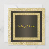 ニュースパーエレガントクル結婚式招待状金ゴールドブラック 招待状 (正面)