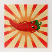 ニュースプリントのハーフトーン赤ペッパーDiva ジグソーパズル (横)