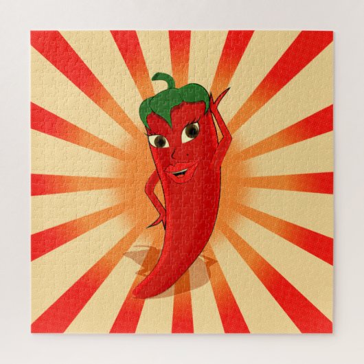 ニュースプリントのハーフトーン赤ペッパーDiva ジグソーパズル (縦)