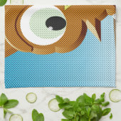 ニュースプリントの漫画フクロウ キッチンタオル (折り畳み)