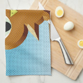 ニュースプリントの漫画フクロウ キッチンタオル (四つ折り)