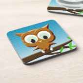 ニュースプリントの漫画フクロウ コースター (左側)