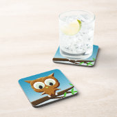 ニュースプリントの漫画フクロウ コースター (右側)