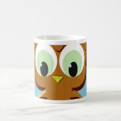 ニュースプリントの漫画フクロウ コーヒーマグカップ (中央)