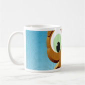 ニュースプリントの漫画フクロウ コーヒーマグカップ (左)