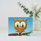 ニュースプリントの漫画フクロウ ポストカード (スタンド正面)