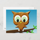 ニュースプリントの漫画フクロウ ポストカード (正面/裏面)