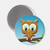 ニュースプリントの漫画フクロウ マグネット (正面/裏面)