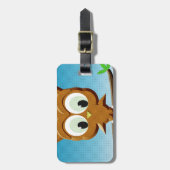 ニュースプリントの漫画フクロウ ラゲッジタグ (正面縦)