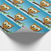 ニュースプリントの漫画フクロウ ラッピングペーパー (角)