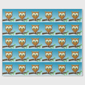 ニュースプリントの漫画フクロウ ラッピングペーパー (フラット)