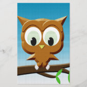 ニュースプリントの漫画フクロウ 便箋 (正面)