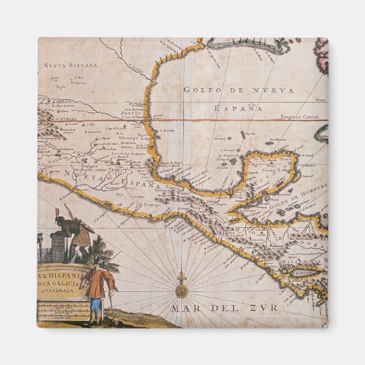 ニュースペインの地図 |新ガリシア&グアテマラ， 1625 マグネット (正面)