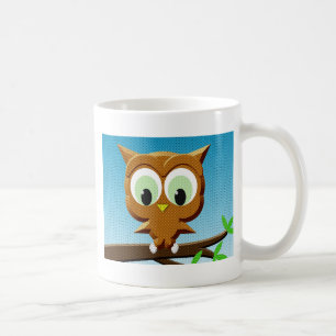 ニュースペーパー風キャラクター フクロウ コーヒーマグカップ