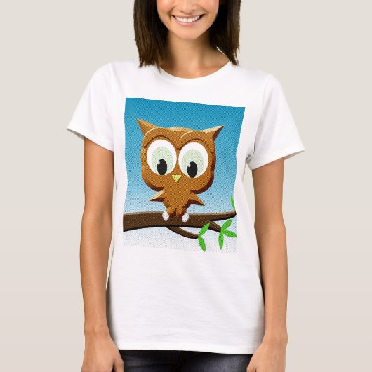 ニュースペーパー風キャラクター フクロウ Tシャツ (正面)