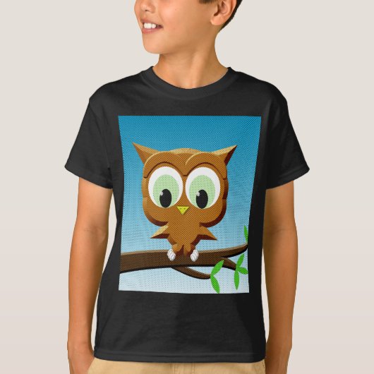 ニュースペーパー風キャラクター フクロウ Tシャツ (正面)