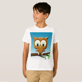 ニュースペーパー風キャラクター フクロウ Tシャツ (正面フル)