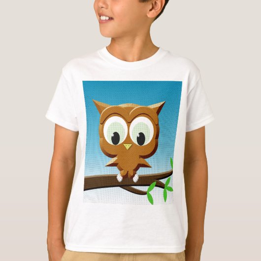 ニュースペーパー風キャラクター フクロウ Tシャツ (正面)
