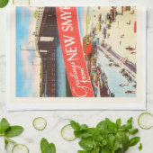 ニュースミルナビーチフロリダFLオールドトラベルスーベニア キッチンタオル (折り畳み)