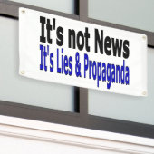 ニュースメディアリーとプロパガンダブラックとブルーの文字 横断幕 (ビルの外側)