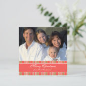 ニュースレターピンクグリーンストライプクリスマスカード 招待状 (スタンド正面)